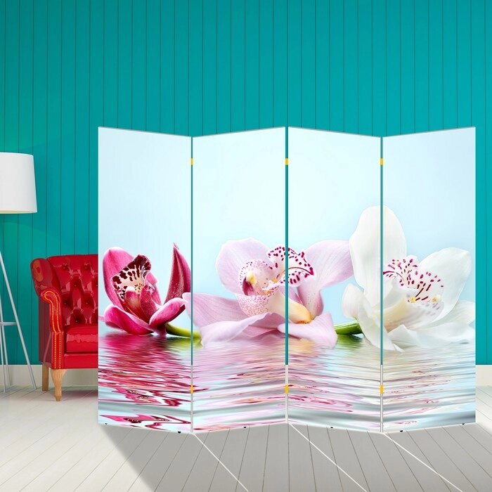 Ширма "Орхидеи на воде", 200  160 см от компании Интернет-гипермаркет «MALL24» - фото 1