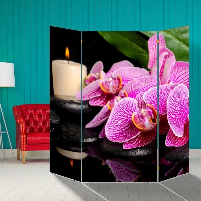 Ширма "Орхидея со свечой", 160  160 см от компании Интернет-гипермаркет «MALL24» - фото 1