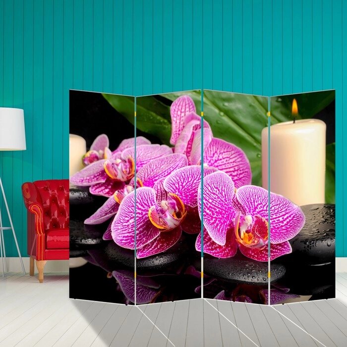 Ширма "Орхидея со свечой", 200  160 см от компании Интернет-гипермаркет «MALL24» - фото 1