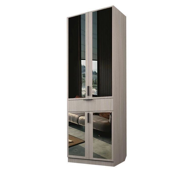 Шкаф 2-х дверный "Экон", 8005202300 мм, 1 ящик, зеркало, штанга, цвет ясень шимо светлый от компании Интернет-гипермаркет «MALL24» - фото 1