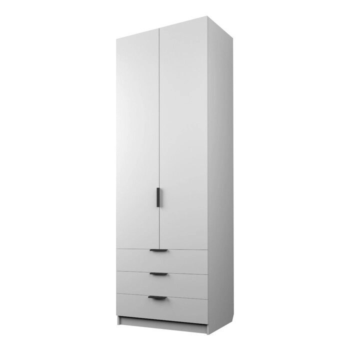 Шкаф 2-х дверный "Экон", 8005202300 мм, 3 ящика, штанга и полки, цвет белый от компании Интернет-гипермаркет «MALL24» - фото 1