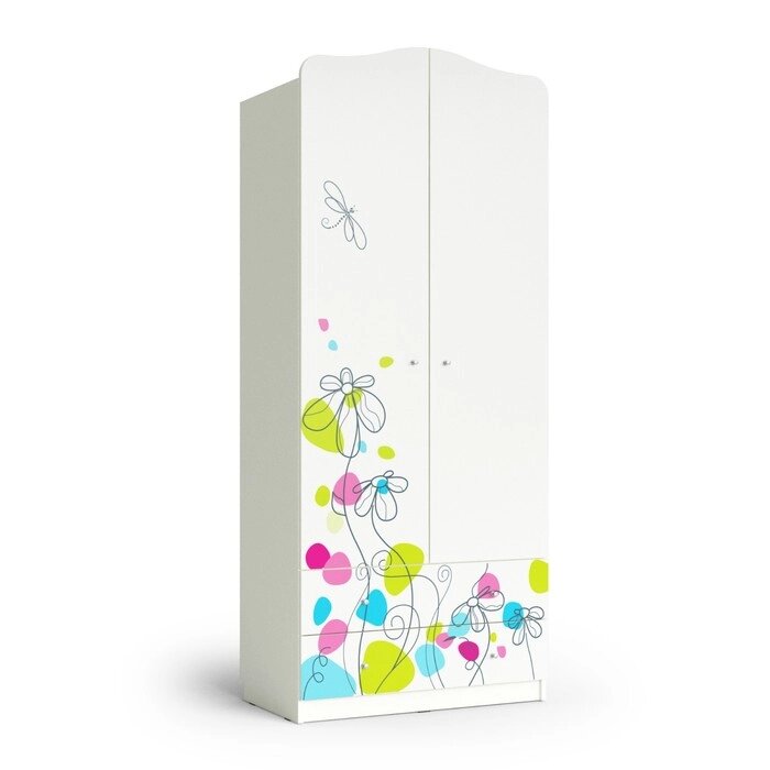 Шкаф 2-х дверный с ящиками Flowers, 800х450х1890, Белый от компании Интернет-гипермаркет «MALL24» - фото 1