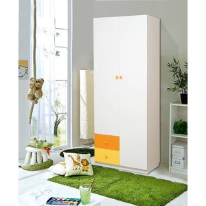Шкаф 2-х дверный с ящиками "Радуга", 800 490 2100 мм, цвет белый/оранжевый/жёлтый