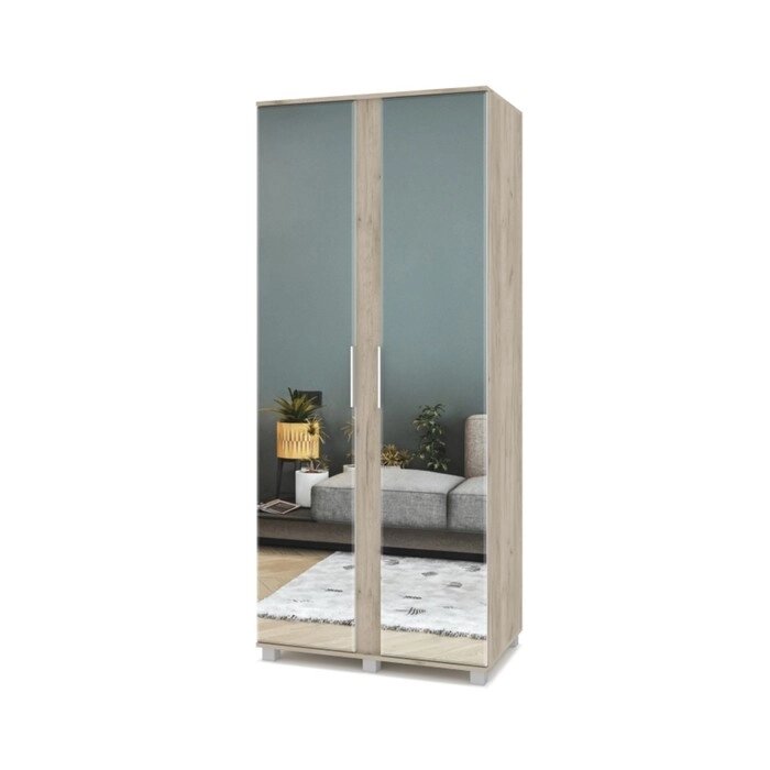 Шкаф 2-х створчатый с 2мя зеркалами Пандора П23 900х520х2100 Серый дуб/белый от компании Интернет-гипермаркет «MALL24» - фото 1