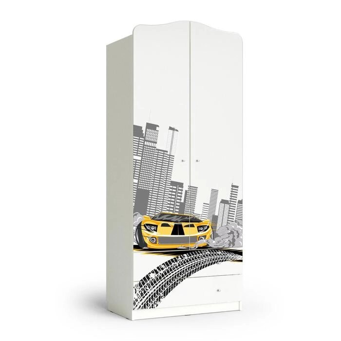 Шкаф 2-хдверный с ящиками 800*450*1890 белый, желтая машина от компании Интернет-гипермаркет «MALL24» - фото 1