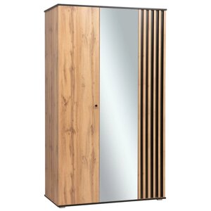 Шкаф 3-х дверный для одежды "Либерти" 51.14, зеркало, опора h=20 мм, цвет дуб вотан/чёрный