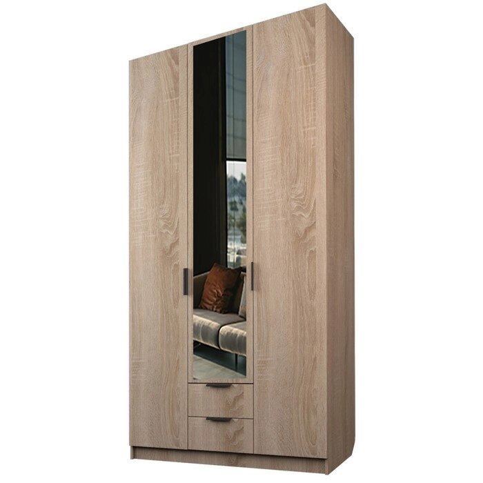 Шкаф 3-х дверный "Экон", 12005202300 мм, 2 ящика, 1 зеркало, цвет дуб сонома от компании Интернет-гипермаркет «MALL24» - фото 1