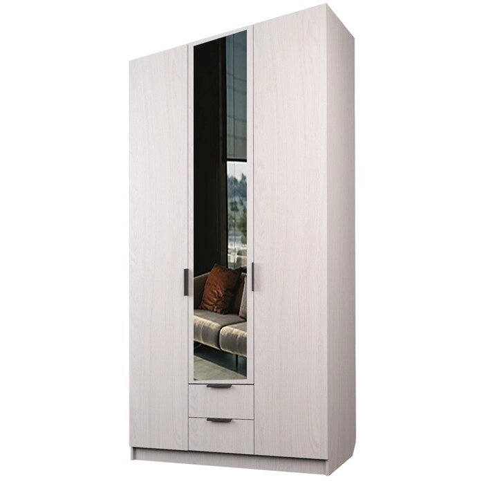 Шкаф 3-х дверный "Экон", 12005202300 мм, 2 ящика, 1 зеркало, цвет ясень анкор светлый от компании Интернет-гипермаркет «MALL24» - фото 1