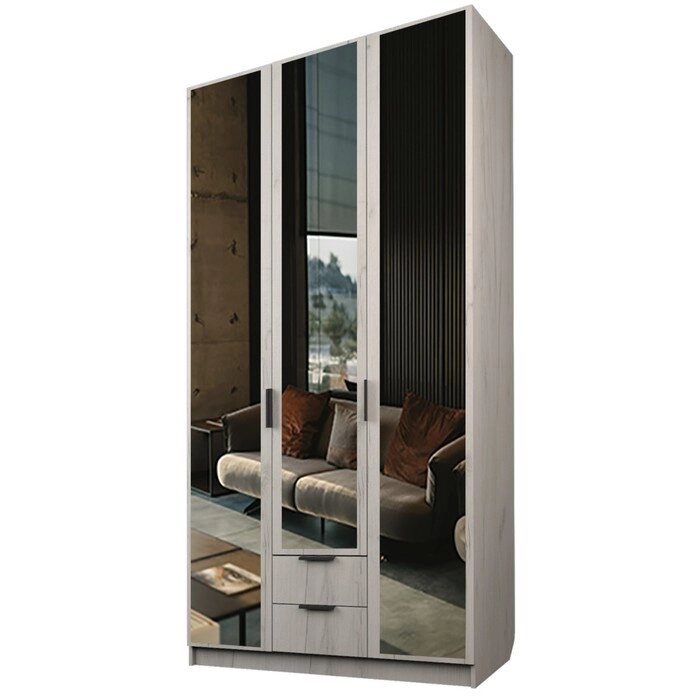Шкаф 3-х дверный "Экон", 12005202300 мм, 2 ящика, 3 зеркала, цвет дуб крафт белый от компании Интернет-гипермаркет «MALL24» - фото 1