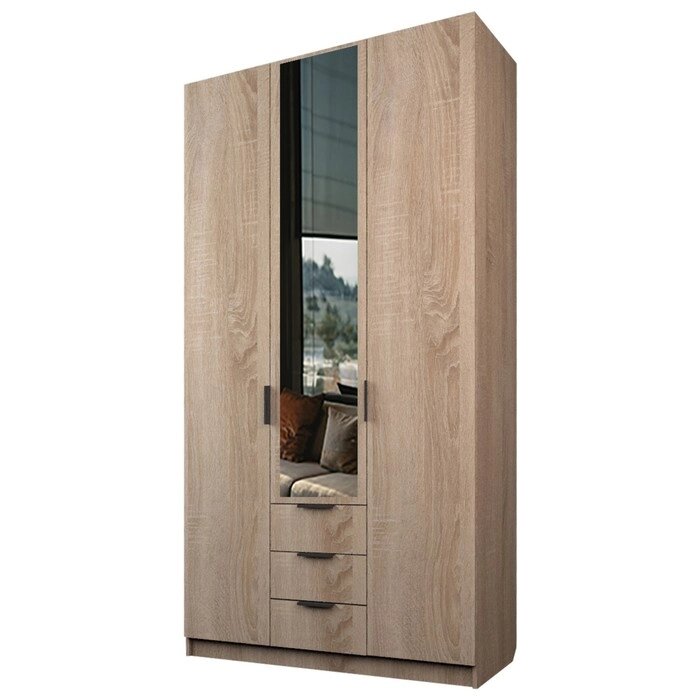 Шкаф 3-х дверный "Экон", 12005202300 мм, 3 ящика, 1 зеркало, цвет дуб сонома от компании Интернет-гипермаркет «MALL24» - фото 1