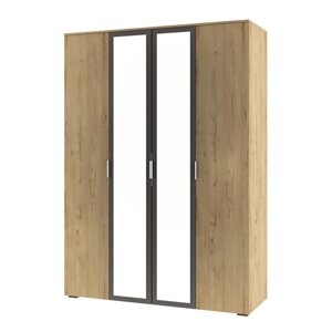 Шкаф 4-х дверный "Бруно", 16005402270 мм, цвет дуб вотан / серый графит