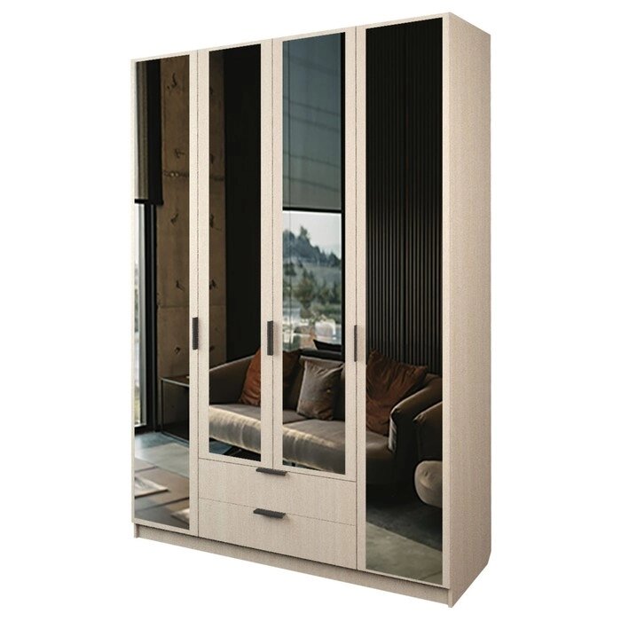 Шкаф 4-х дверный "Экон", 16005202300 мм, 2 ящика, 4 зеркала, цвет дуб сонома от компании Интернет-гипермаркет «MALL24» - фото 1