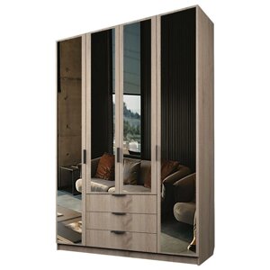Шкаф 4-х дверный "Экон", 16005202300 мм, 3 ящика, 4 зеркала, цвет дуб сонома