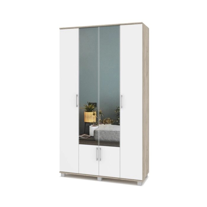 Шкаф 4-х створчатый с зеркалом Карина К42 1200x420x2100 Серый дуб/белый от компании Интернет-гипермаркет «MALL24» - фото 1