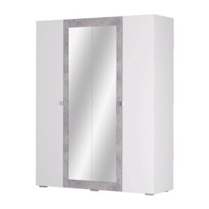 Шкаф 4-створчатый "Акцент №24", 1600 523 2020 мм, цвет белый / цемент светлый