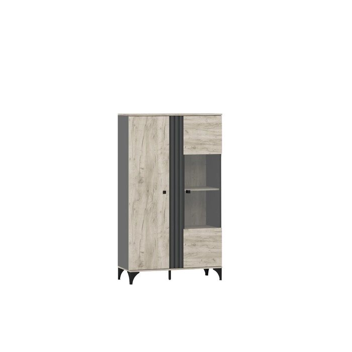 Шкаф для гостиной Отис, 950х400х1634, Дуб крафт серый/Антрацит от компании Интернет-гипермаркет «MALL24» - фото 1