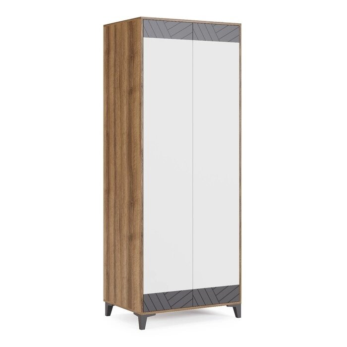Шкаф двухдверный "Гринвич №8", 8105902100 мм, цвет авелано/белый/тёмно-серый от компании Интернет-гипермаркет «MALL24» - фото 1