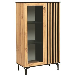 Шкаф комбинированный "Либерти" 51.03, стекло, опора металл, стекло, цвет дуб вотан/чёрный