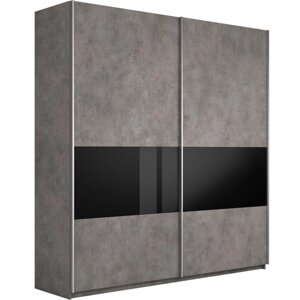 Шкаф-купе "Прайм", 16005702300 мм, 3 секции ДСП / стекло чёрное, цвет бетон
