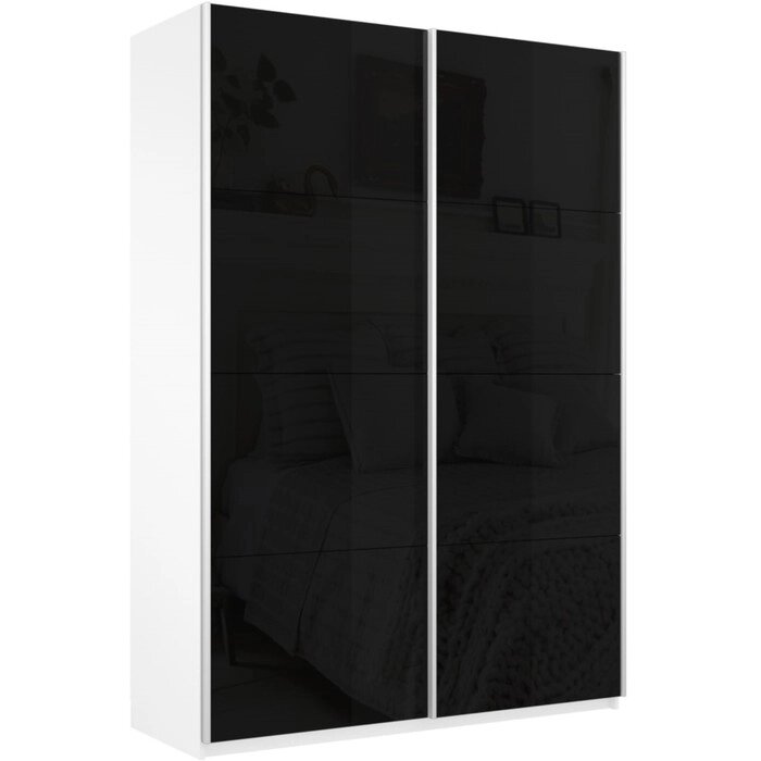 Шкаф-купе "Прайм", 16005702300 мм, чёрное стекло, цвет белый снег от компании Интернет-гипермаркет «MALL24» - фото 1