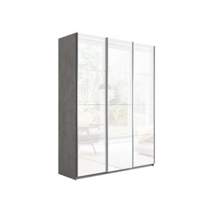 Шкаф-купе "Широкий Прайм", 24005702300 мм, стекло белое, цвет бетон