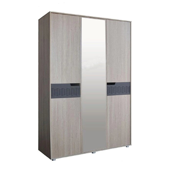 Шкаф "Мишель", 1654  2070  920 мм, 3-х дверный с зеркалом, цвет дуб сонома / графит от компании Интернет-гипермаркет «MALL24» - фото 1