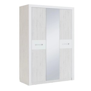 Шкаф трёхдверный "Амели №6", 14706252120 мм, с зеркалом, цвет дуб харбор/белый глянец