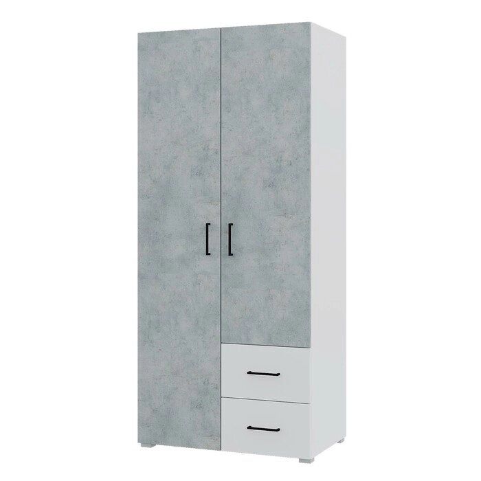 Шкаф Victor, 2 створчатый, с ящиками, цвет белый/бетон от компании Интернет-гипермаркет «MALL24» - фото 1