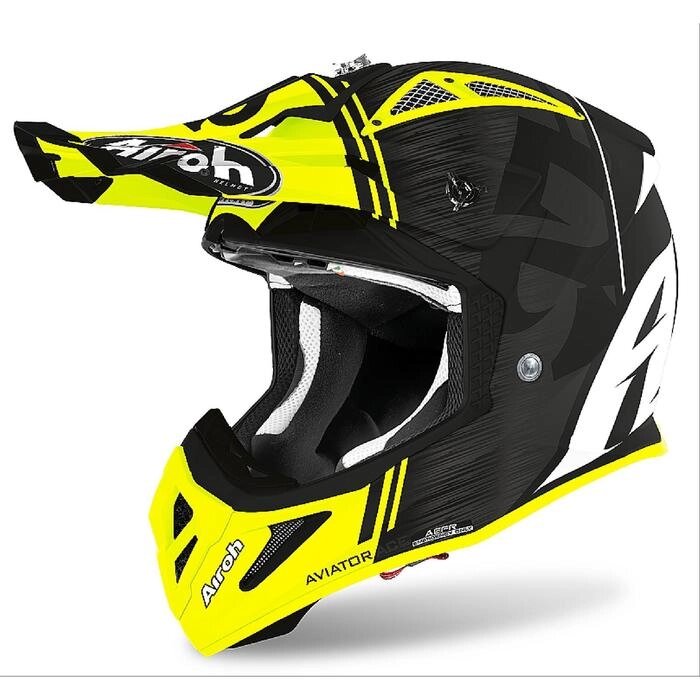 Шлем кроссовый AVIATOR ACE, матовый, чёрный, жёлтый, L от компании Интернет-гипермаркет «MALL24» - фото 1
