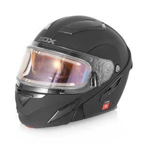 Шлем снегоходный ZOX Brigade, стекло с электроподогревом, матовый, черный, XXXL
