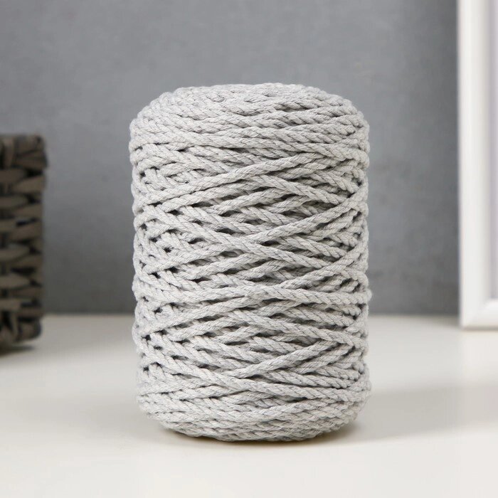 Шнур для вязания 80% хлопок, 20% полиэстер крученый 3 мм, 185г/45м, 07-св.-серый от компании Интернет-гипермаркет «MALL24» - фото 1