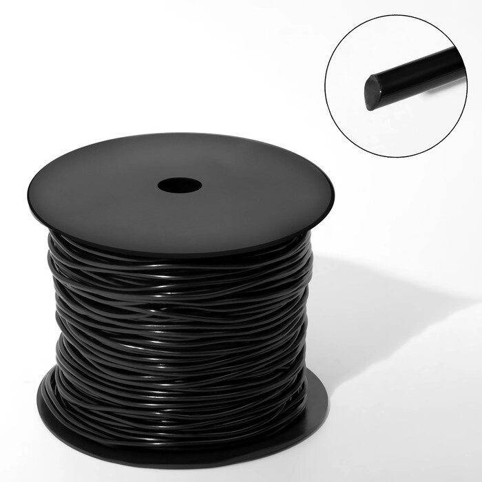 Шнур каучуковый на бобине, 80 м, полый, d=2 мм, цвет чёрный от компании Интернет-гипермаркет «MALL24» - фото 1
