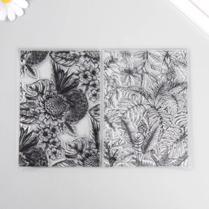Штамп для творчества силикон "Тропические растения и цветы" 15х21х0,3 см