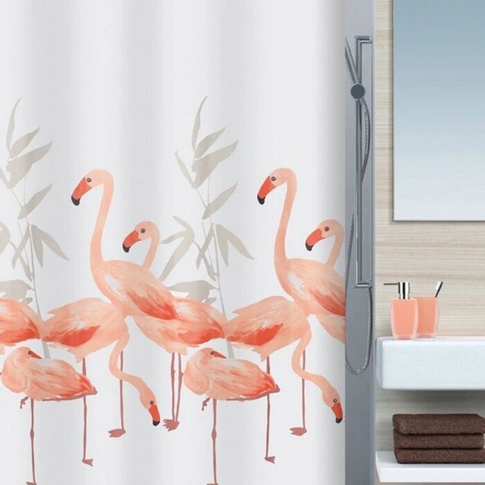 Штора декор. для ван. ком TEX (Flamingo-розово-оранж.)180х200 см от компании Интернет-гипермаркет «MALL24» - фото 1