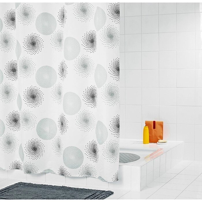 Штора для ванной комнаты Hurricane, цвет серый /серебряный 180х200 см от компании Интернет-гипермаркет «MALL24» - фото 1