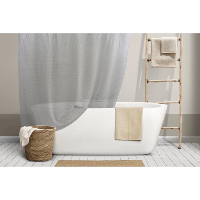 Штора для ванной комнаты Meiwa Pebbles, 182х182 см, ПВХ, цвет серый от компании Интернет-гипермаркет «MALL24» - фото 1