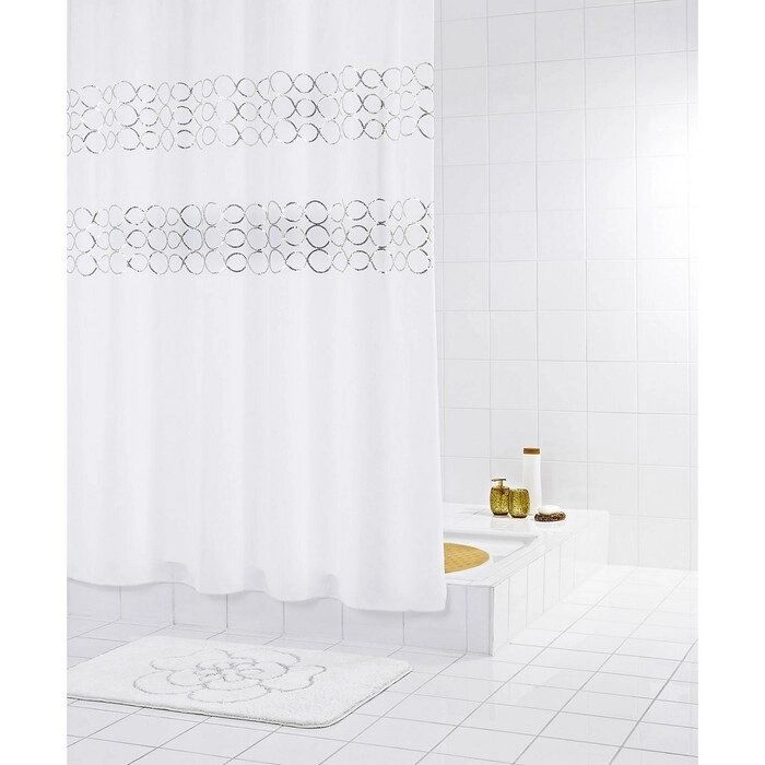 Штора для ванной комнаты Paillette, цвет желтый/золотой 180х200 см от компании Интернет-гипермаркет «MALL24» - фото 1