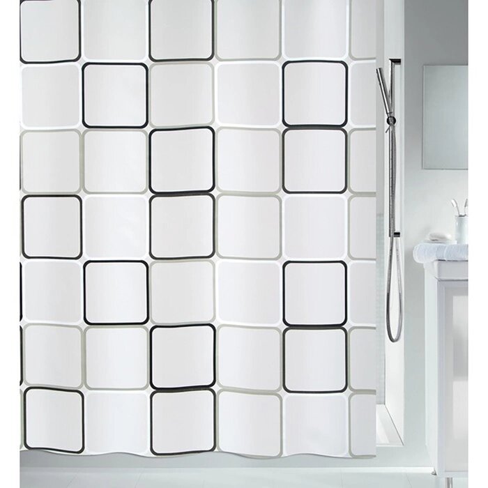 Штора для ванной комнаты PEVA (FRAME-черн) 180х200см от компании Интернет-гипермаркет «MALL24» - фото 1