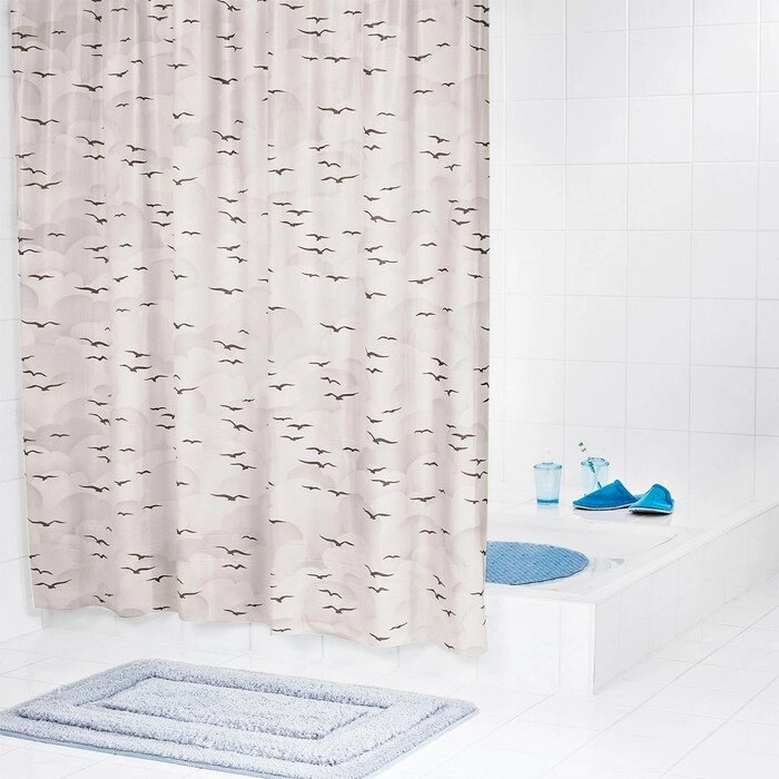 Штора для ванной комнаты Sylt, цвет бежевый/коричневый 180х200 см от компании Интернет-гипермаркет «MALL24» - фото 1
