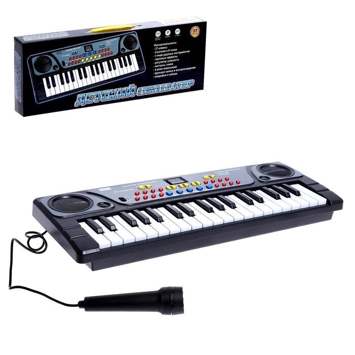 Синтезатор "Детский", 37 клавиш, с микрофоном, цвет чёрный от компании Интернет-гипермаркет «MALL24» - фото 1