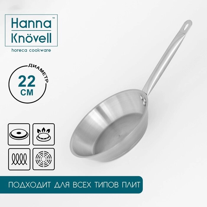 Сковорода Hanna Knövell, d=22 см, h=5,5 см, толщина стенки 0,6 мм, индукция, длина ручки 21,5 см от компании Интернет-гипермаркет «MALL24» - фото 1