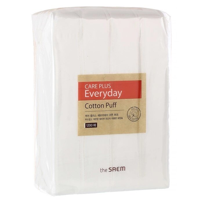 Спонжи косметические из 100% хлопка Care Plus Everyday Cotton Puff, 1200 шт от компании Интернет-гипермаркет «MALL24» - фото 1