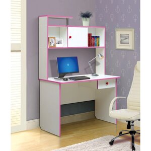 Стол компьютерный №9, 1100 580 1680 мм, цвет белый/ярко-розовый
