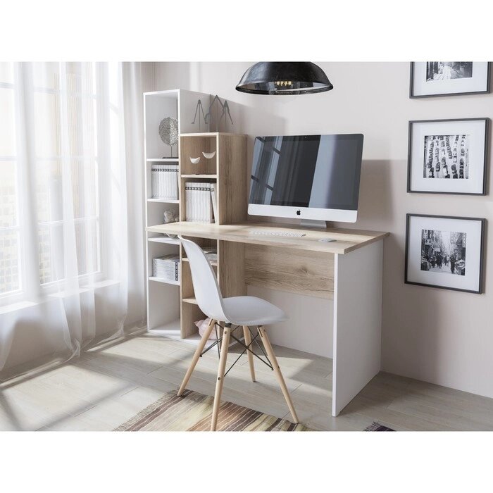 Стол письменный, 15005901553 мм, цвет белый глянец / дуб делано от компании Интернет-гипермаркет «MALL24» - фото 1