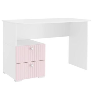 Стол письменный "Алиса", 1200590772 мм, с ящиками, цвет белый / розовый