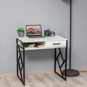 Стол письменный Frame New, 800510760 мм, ЛДСП, цвет белое тиснение / чёрный металл