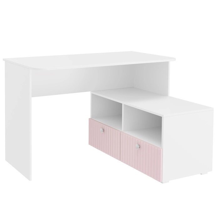 Стол письменный угловой "Алиса", 1200881772 мм, с ящиками, цвет белый / розовый от компании Интернет-гипермаркет «MALL24» - фото 1