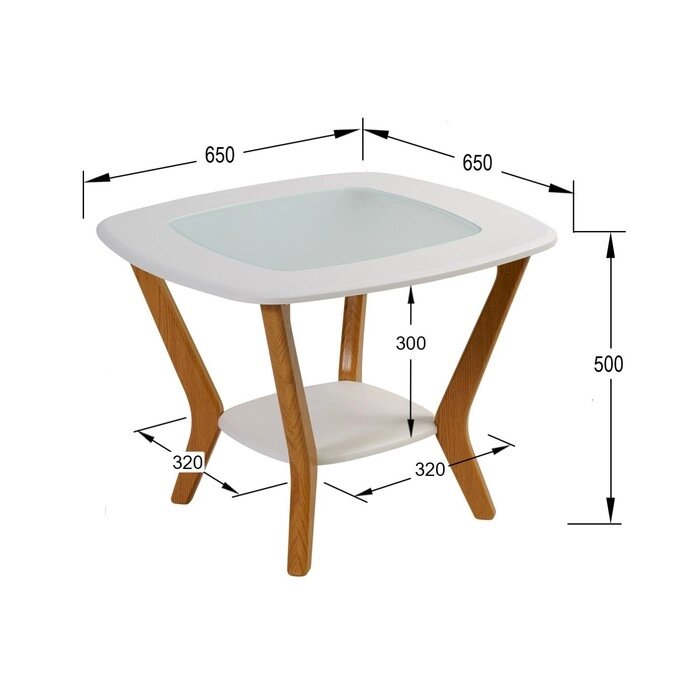 Стол журнальный Мельбурн со стеклом, 650х650х500, белый/дуб светлый от компании Интернет-гипермаркет «MALL24» - фото 1