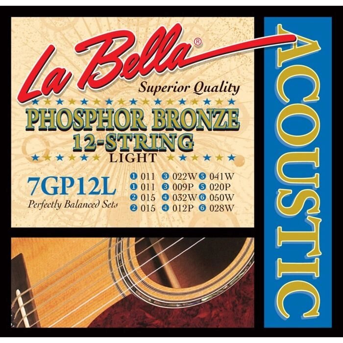 Струны для акустической 12-струнной гитары La Bella 7GP12L Light от компании Интернет-гипермаркет «MALL24» - фото 1