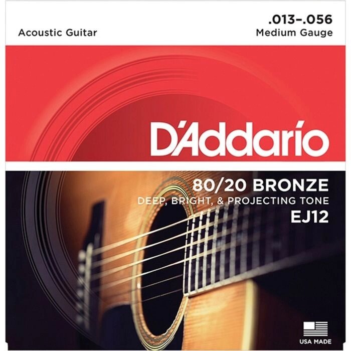 Струны для акустической гитары D`Addario EJ12 BRONZE 80/20  бронза Medium 13-56 от компании Интернет-гипермаркет «MALL24» - фото 1